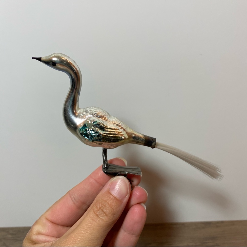Vintage Mercury Glass Bird Ornament Clip on Christmas Decor